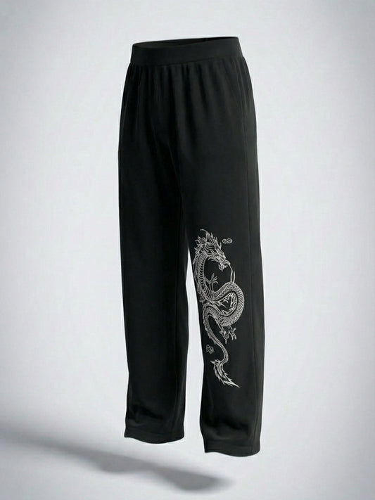Dragon Flow Edition – Black Printed Baggy Track Pant