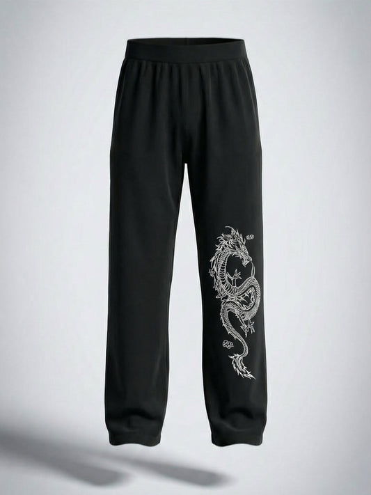 Dragon Flow Edition – Black Printed Baggy Track Pant