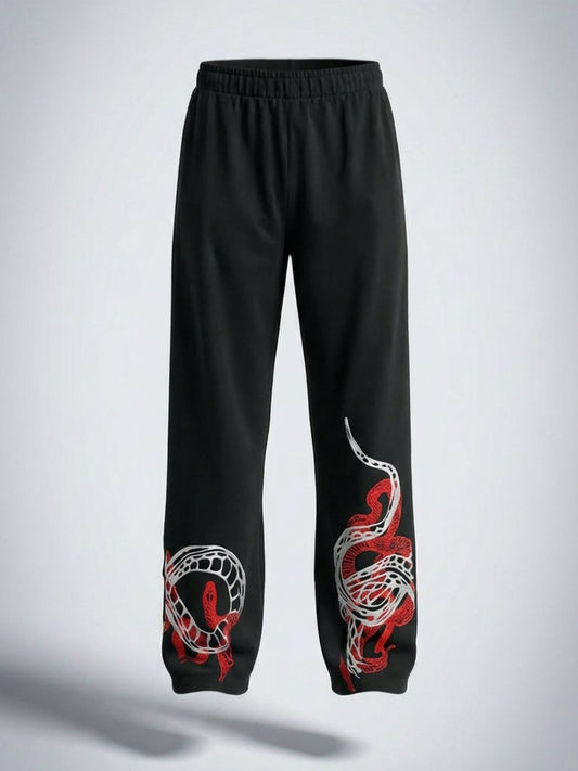 Crimson Serpent Edition - UNISEX BAGGY GRAPHIC TRACK PANTS