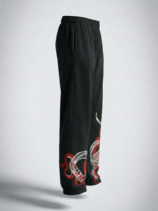 Crimson Serpent Edition - UNISEX BAGGY GRAPHIC TRACK PANTS